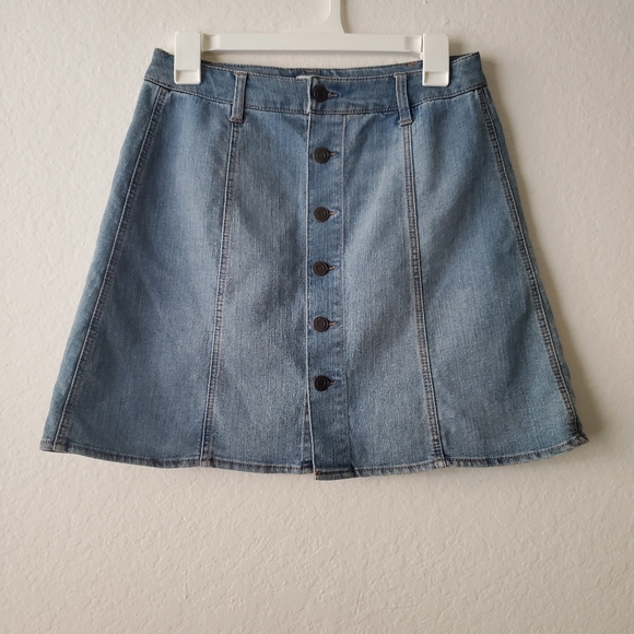 Vintage Button Down Denim Skirt Light Blue main image 0
